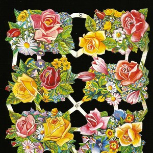 Recorte de sucata em estilo vintage em relevo alemão - Lindas rosas ousadas EF7172