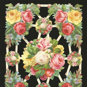 Troquelado de estilo vintage alemán en relieve - Rosas/flores de colores EF7409