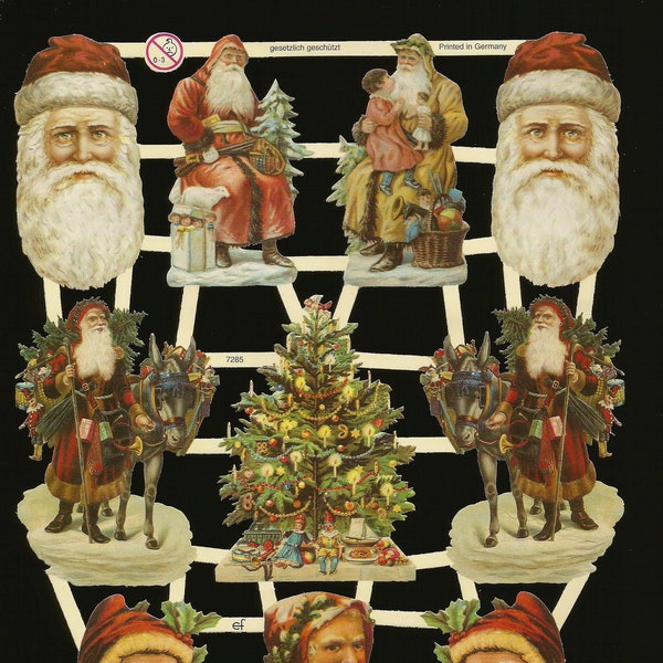 German Embossed Vintage Style Scrap Die Cut Relief - Christmas Santa NICE EF7285