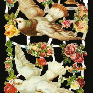 Troqueles de corte en relieve de estilo vintage alemán: pájaros, palomas y rosas Love Valentine WOW EF7092