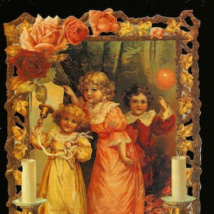 Relieve troquelado de estilo vintage alemán en relieve - Niños vestidos al estilo victoriano EF7201