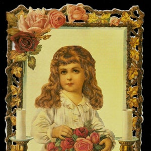 Recorte em relevo estilo vintage alemão - Moldura de flor para criança vitoriana EF7071
