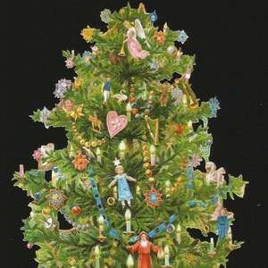 Ernst Freihoff mbh tedesco in rilievo stile vintage rottami fustellati in rilievo grande albero di Natale e giocattoli WOW BK5024 (serie BK)