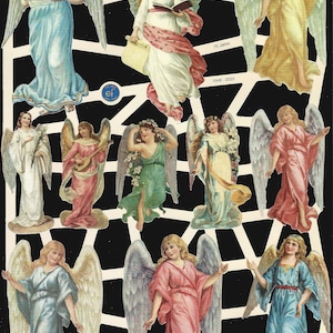 Recorte de retalhos em estilo vintage alemão em relevo - Anjos coloridos de Natal/Páscoa EF7435 (novo design para 2023)