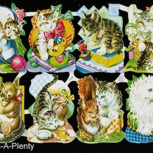 Relevo em relevo vintage alemão - gatinhos/gatos fofos EF7120