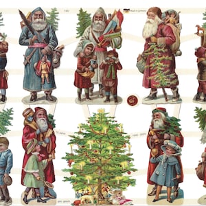 Deutsche Prägung Vintage Stil Stanzteile - Weihnachten Nikolaus, Tannenbaum & Kinder EF7437 (Neues Design für 2023)