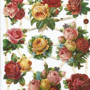 Fustellatura in stile vintage con glitter argento in rilievo tedesco - Rose/fiori colorati audaci EF7393G