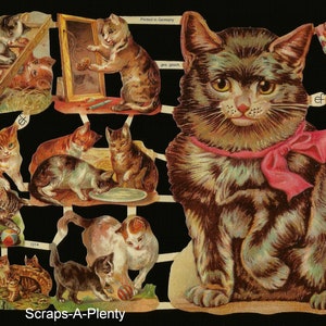 Recorte em relevo estilo vintage alemão - gatinhos / gatos preciosos EF7214
