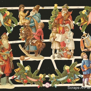 Troqueles de corte en relieve de estilo vintage alemán - Papá Noel y niños navideños EF7385