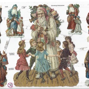 Recorte em metal estilo vintage com glitter prateado em relevo alemão - Papai Noel EF7255G
