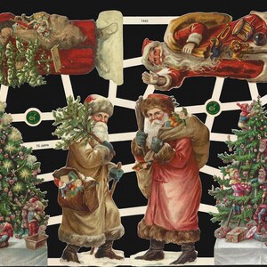 Recorte de sucata em estilo vintage com relevo alemão - Comemorando 75 anos de atividade - Papai Noel EF7442 (novo design para 2023)