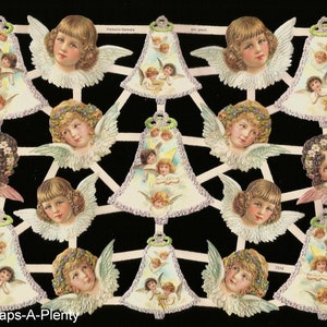 Recorte de sucata em estilo vintage com relevo alemão - Sino de anjo de Páscoa e Natal EF7316