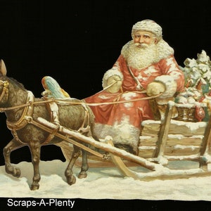 Rilievo in rilievo in stile vintage tedesco - Grande Babbo Natale, asino e slitta BK5129 (serie BK)
