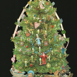 Ernst Freihoff mbh Árvore de Natal decorada em relevo, estilo vintage, com recortes em relevo alemão, EF7195