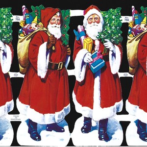 Mamelok English Embossed Vintage Style Scrap Die Cut - Bunte Weihnachten Santa's 786
