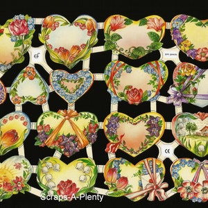 Troqueles de corte en relieve de estilo vintage alemán - Flores y corazones de San Valentín EF7173