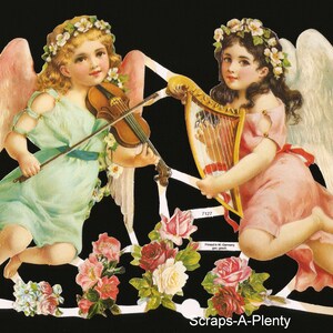Troqueles de corte en relieve de estilo vintage alemán: ángeles musicales de Pascua y Navidad EF7127