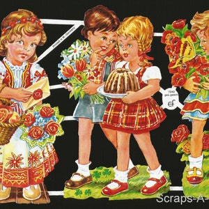 Troqueles de corte en relieve de estilo vintage alemán - Precious Children Flowers Valentine EF7042