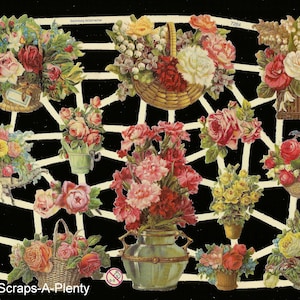 Recorte de sucata em estilo vintage em relevo alemão - Flores e cestas WOW EF7264