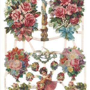 Relevo em relevo alemão estilo vintage sucata corte relevo - flores e fadas EF7227