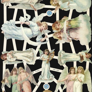 Troquelado vintage alemán en relieve - Ángeles de Navidad/Pascua en colores pastel EF7438 (Nuevo diseño para 2023)