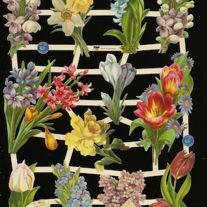 German Embossed Vintage Style Scrap Die Cut Relief - Colorful Spring Flowers Easter EF7413