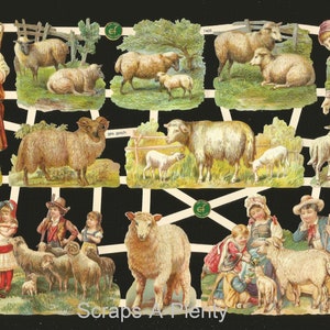 Troqueles de corte en relieve de estilo vintage alemán - Ovejas y niños / Animales EF7405