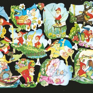 Troquelado de estilo vintage alemán en relieve - Enanitos/Gnomos divertidos y coloridos EF7145