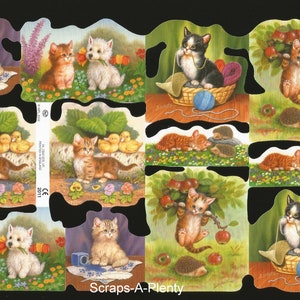Relieve troquelado de estilo vintage en relieve inglés de Mamelok: adorables gatitos/gatos (F. Scholz, artista) 2011