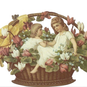 Deutsche Prägung Vintage-Stil Schrott-stanzen - große Kinder im Herbst Blumenkorb BK5042 (BK-Series)