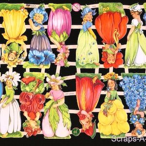 Troqueles de corte en relieve de estilo vintage alemán - Preciosas niñas de las flores EF7425