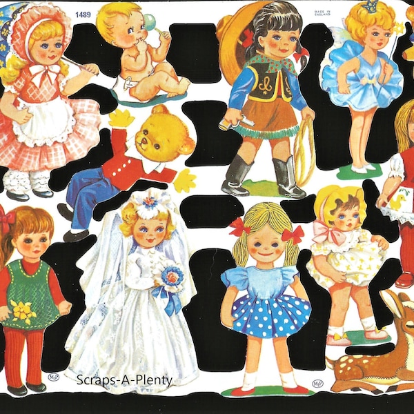 Mamelok English Embossed Vintage Style Scrap Die Cut - Precious Babies & Dress-Up Children  1489