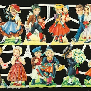 Troqueles de estilo vintage en relieve alemán - Niños jugando en diferentes naciones EF7037 SE (edición especial)