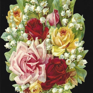 Großer Rosenstrauß aus Altpapier mit Prägung aus Kunststoff im Vintage-Stil BK5166 (BK-Series)