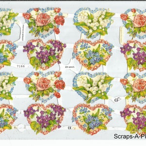 Recorte em metal estilo vintage com glitter prateado em relevo alemão - Coração e flores de amor para o Dia dos Namorados EF7166G