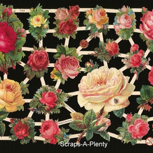 Troquelado en relieve de estilo vintage alemán: rosas y mariquita EF7344