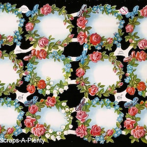 Recorte em relevo estilo vintage alemão - Lindas etiquetas de flores de rosas NICE EF7119
