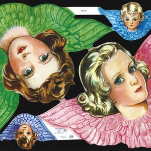 Mamelok Inglês Embossed Vintage Style Scrap Die Cut - Anjos de Natal / Páscoa coloridos e ousados preciosos 1614