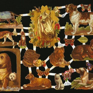 Troqueles de estilo vintage en relieve alemán: impresionantes perros, caballos y mariposas EF7187