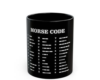 tasse graphique de code Morse | Cadeau d'opérateur radio amateur | Tasse à café alphabet morse