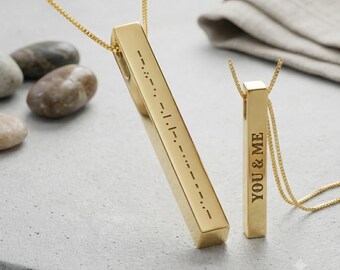 Morsecode ketting ik hou van je, ketting met geheime boodschap, minimalistische goudzilveren hanger, romantisch cadeau voor haar, jubileumcadeau