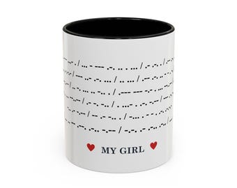 Mug petite amie code Morse, tasse à café message secret pour femme, cadeau romantique pour petite amie, cadeau d'anniversaire, cadeau Saint-Valentin