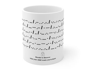 Morse-Code-Tasse für Papa, geheime Nachricht Kaffeetasse, Vatertagsgeschenk, versteckte Morse-Code-Tasse, Papa Geburtstagsgeschenk, Geschenk von Sohn Tochter