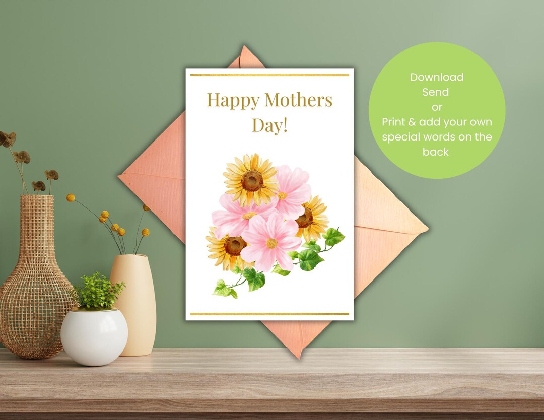 Printable Floral Mothers Day Card - Etsy