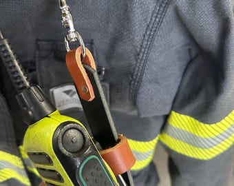 Leder Funkmikrofon Halter für Bunker Ausrüstung - Feuerwehrmann Turnout Ausrüstungsclip
