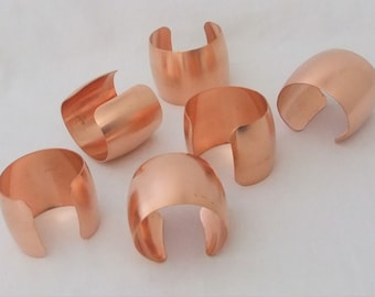 Pkg of 6 Domed Genuine Copper Bracelet Cuff Blanks for Jewelry Making 2 inch