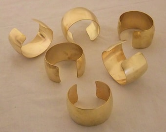 Set of 6 Domed Brass Bracelet Cuff Blanks For Jewelry Making 1.5 inch