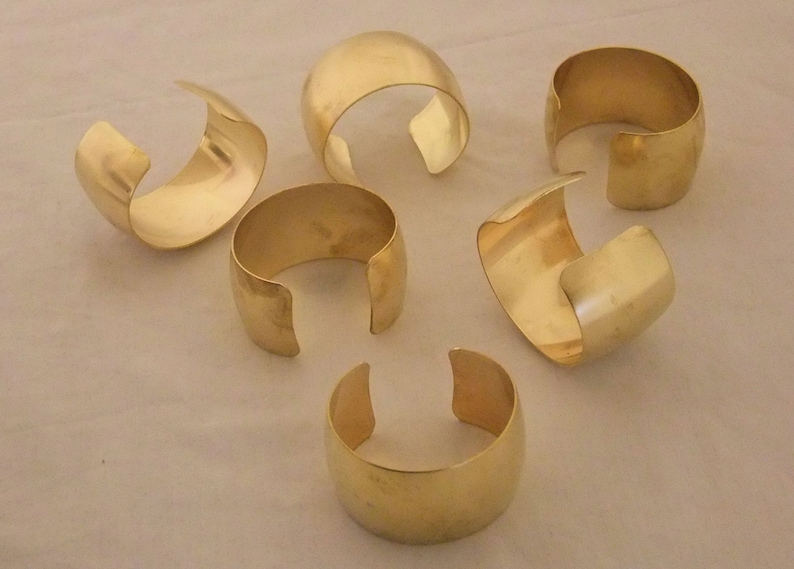 Set of 6 Domed Brass Bracelet Cuff Blanks For Jewelry Making 1.5 inch image 1