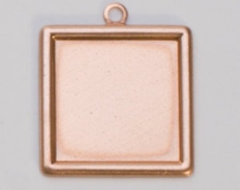 Copper Square with Ring 20mm  24ga Package of 6 Great Stamping Accessory