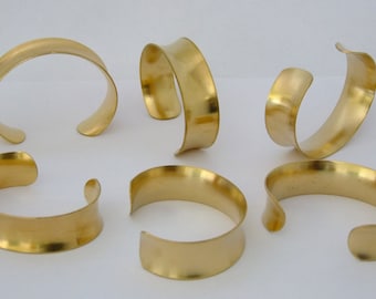 Set of 6 Concaved Brass Bracelet Cuff Blanks For Jewelry Making .75 inch